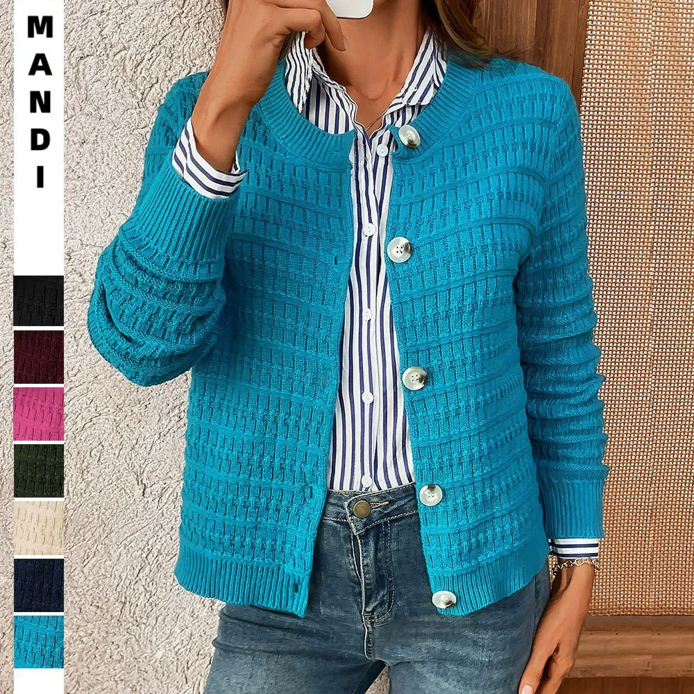 Solid Color Knit Cardigan Sweater