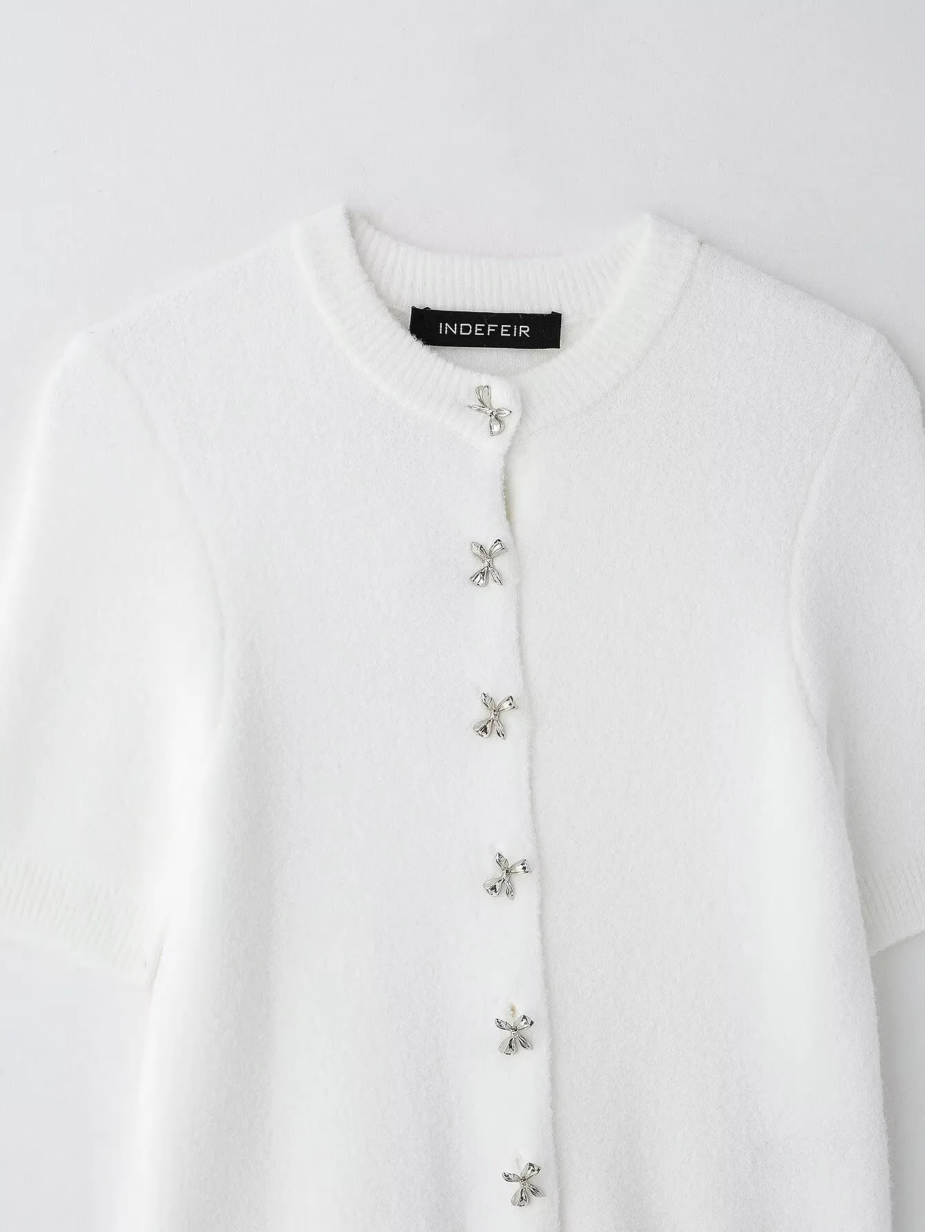 ZARZ Classic Bow-Detail Button-Front Knit Cardigan
