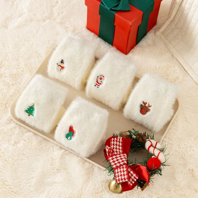 Cozy White Fuzzy Christmas Socks
