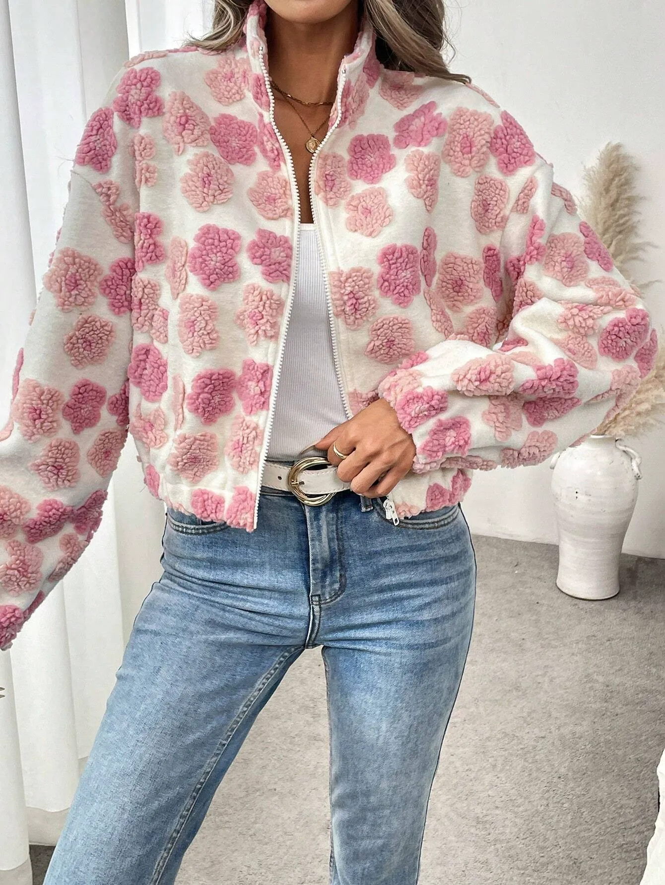 Cropped Suede Zip Jacket