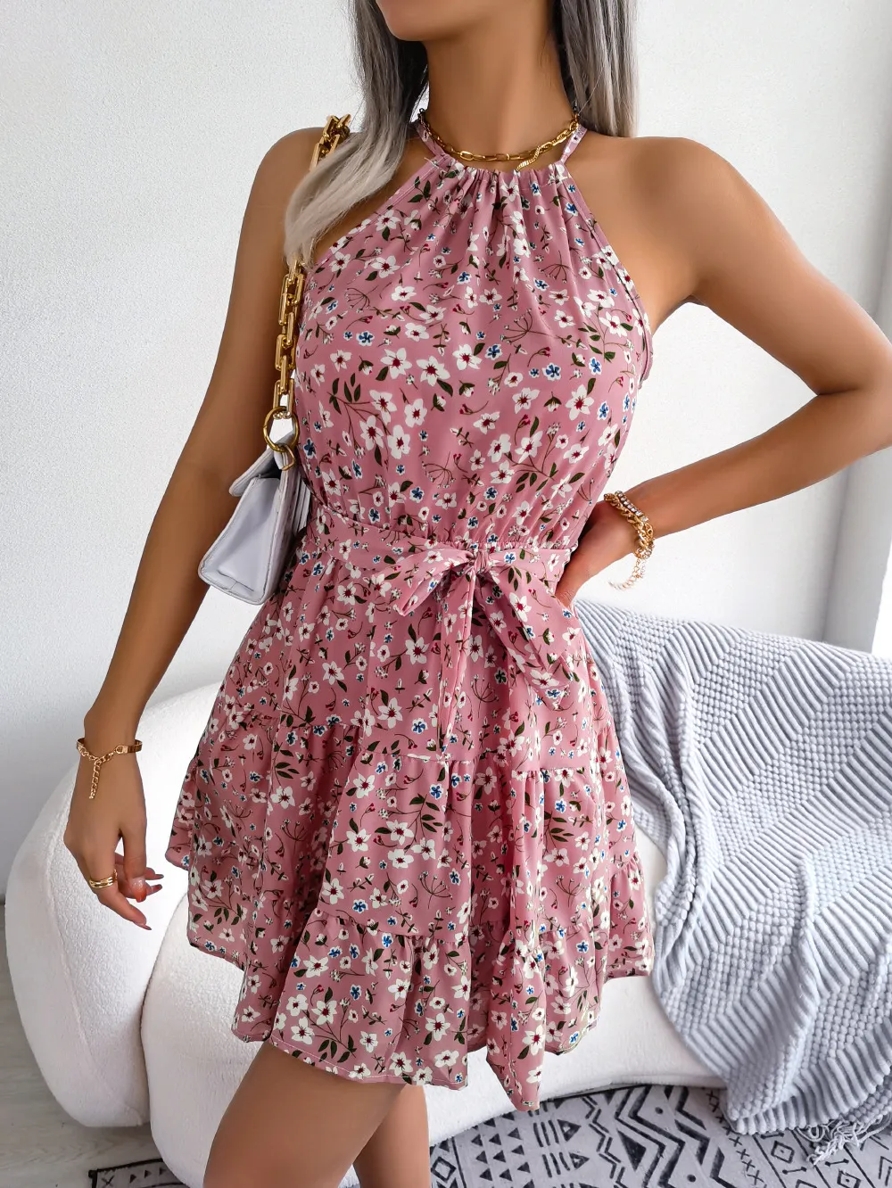 Ruffled Floral Maxi Beach Dress