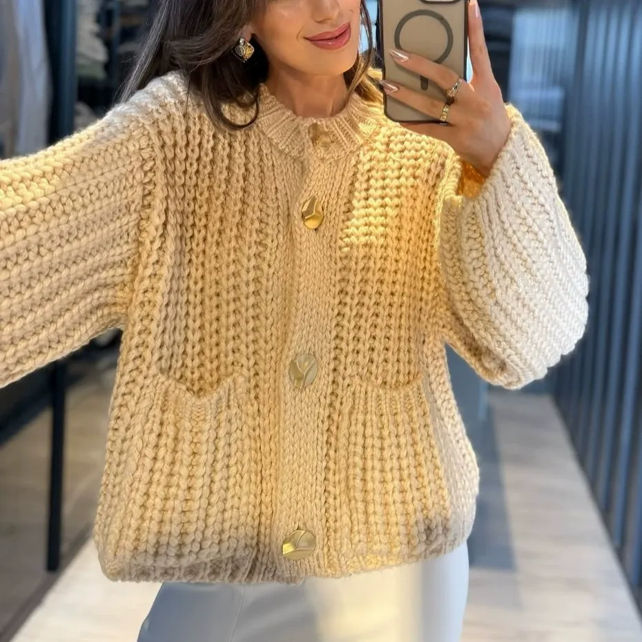 Chunky Knit Cardigan Sweater