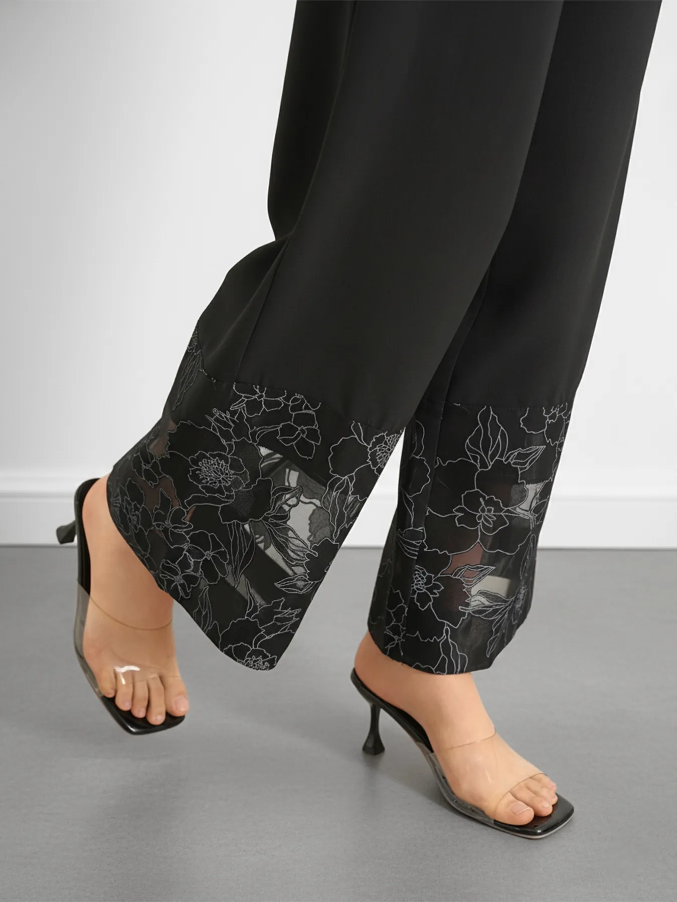 Sheer Lace Straight Leg Pants